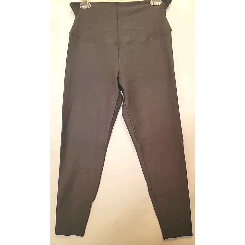 Yummie Leggings Womens Size Large Green Stretch Twill High Waisted Ankle Length